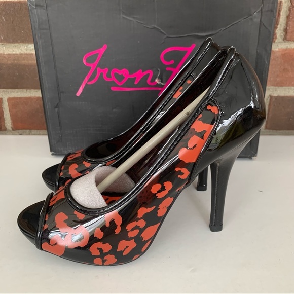 Iron Fist animal print peep toe high heel platform heels pump US 6.5 M NEW - Picture 4 of 8